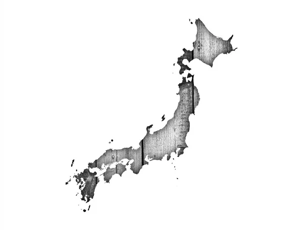 Kaart van Japan op verweerd hout — Stockfoto