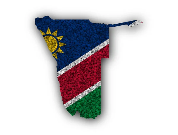 Harita ve haşhaş tohumu tarihinde Namibya Cumhuriyeti bayrağı — Stok fotoğraf