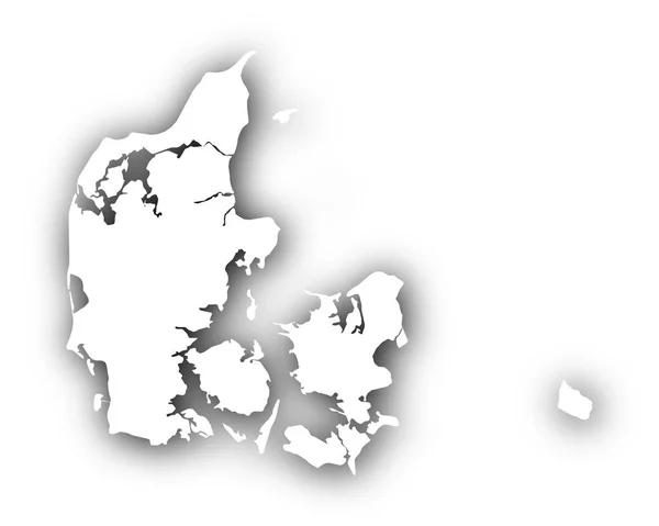 그림자와 함께 덴마크의 지도 — 스톡 벡터