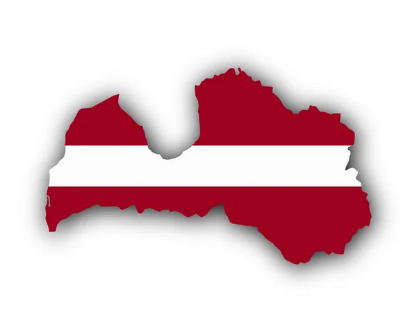 Carte géographique et drapeau de Lettonie — Image vectorielle