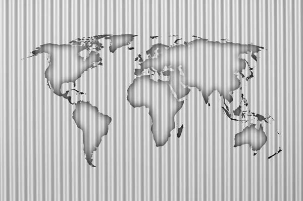 Map of the world on corrugated iron — Stock Photo, Image