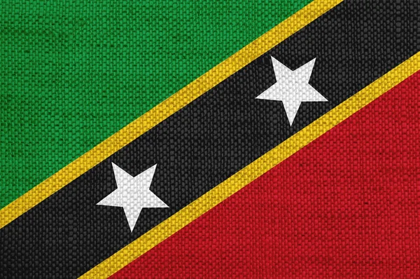 Flagga av Saint Kitts och Nevis på gamla linne — Stockfoto