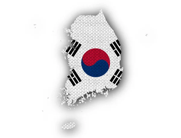 Karte und Flagge Südkoreas — Stockfoto