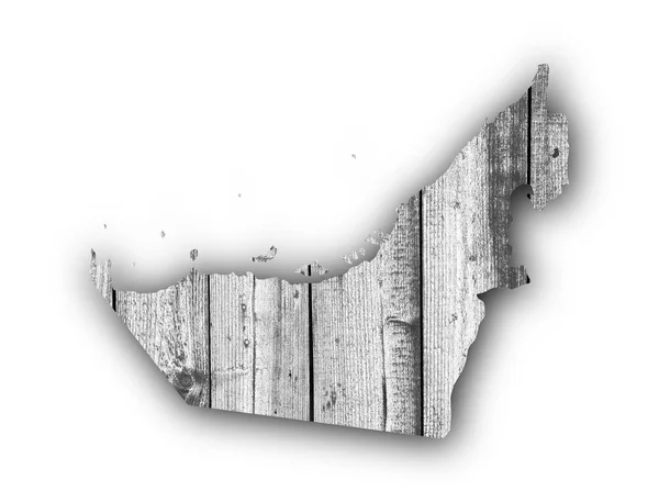 Mapa de Emiratos Árabes Unidos sobre madera envejecida — Foto de Stock