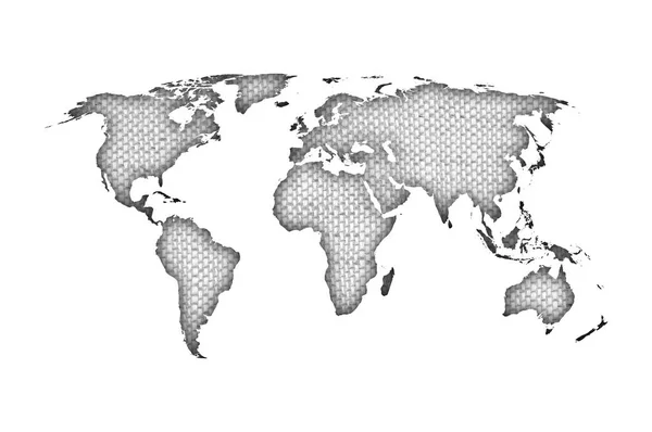 Mapa do mundo em linho velho — Fotografia de Stock