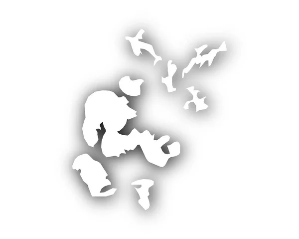 Mappa delle Isole Orcadi con ombra — Vettoriale Stock