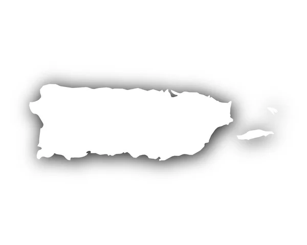 Carte de Porto Rico avec ombre — Image vectorielle