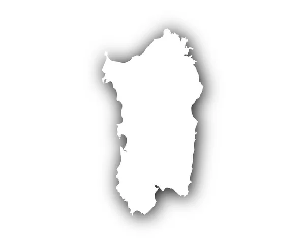 シャドウとサルデーニャ島の地図 — ストックベクタ