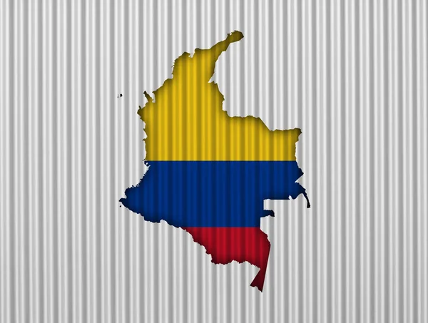 Karta och flaggan i Colombia på korrugerad — Stockfoto