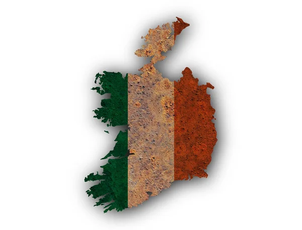 Mapa e bandeira da Irlanda em metal enferrujado — Fotografia de Stock