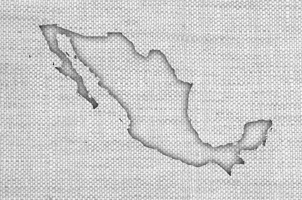 Karte von Mexiko auf altem Leinen — Stockfoto