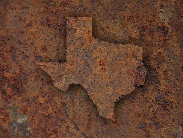 Kaart van Texas op roestig metaal — Stockfoto