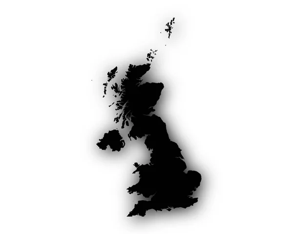 Carte de Grande-Bretagne avec ombre — Image vectorielle