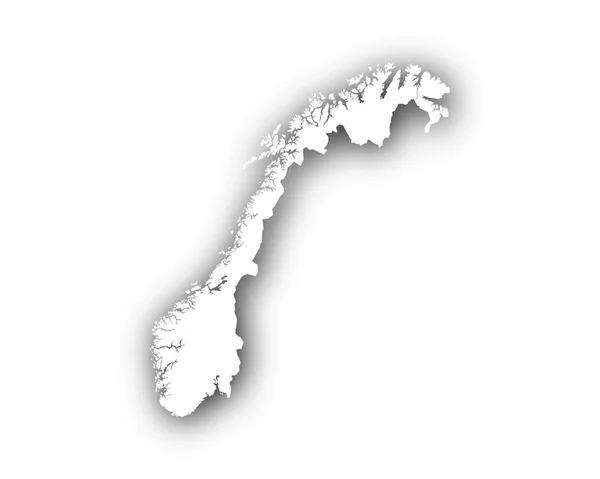 Mappa della Norvegia con ombra — Vettoriale Stock