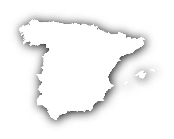 Mapa de Espanha com sombra —  Vetores de Stock