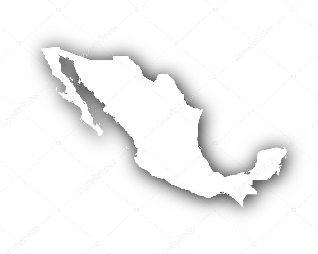 Mapa de México con sombra 2022
