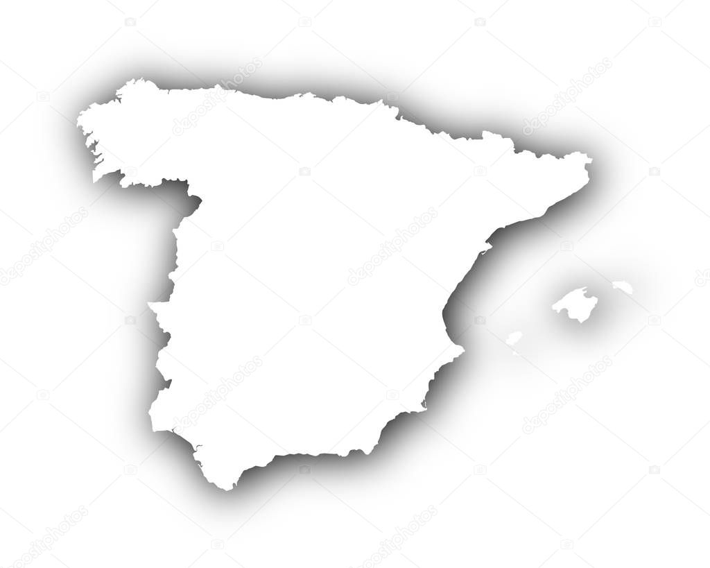 Map of Spain with shadow