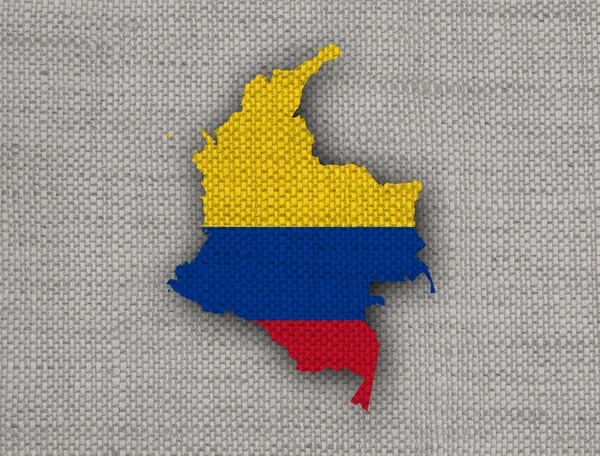 Map and flag of Colombia on old linen — Stock Photo, Image