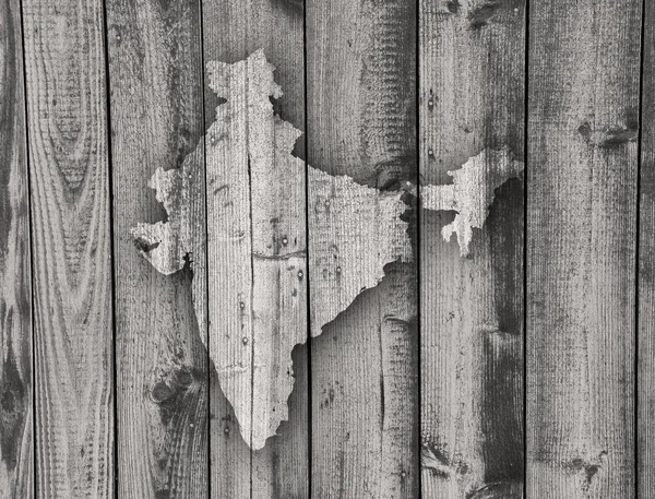 风化的木头上的印度地图 — 图库照片