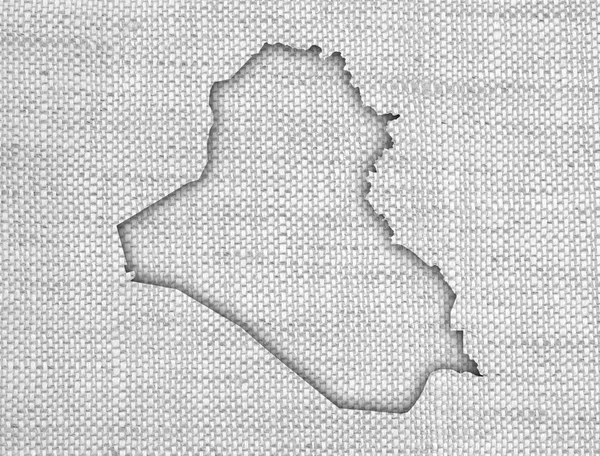 Mapa do Iraque em linho velho — Fotografia de Stock