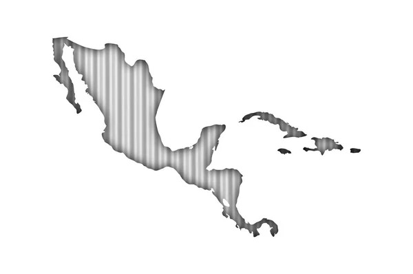 Mappa del Medio America su ferro ondulato — Foto Stock
