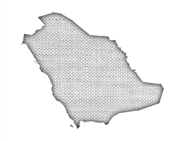 Карта Саудовской Аравии на старом постельном белье — стоковое фото