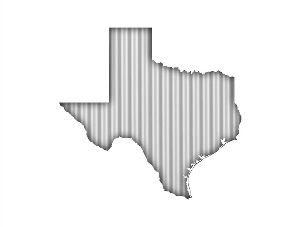 Mapa do Texas sobre ferro ondulado — Fotografia de Stock