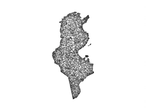 Mapa Tunezji na maku — Zdjęcie stockowe