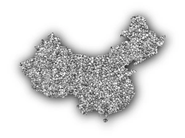 La mappa di Cina su semi di papavero — Foto Stock