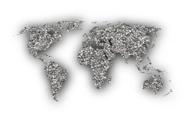 Mapa do mundo em sementes de papoila — Fotografia de Stock