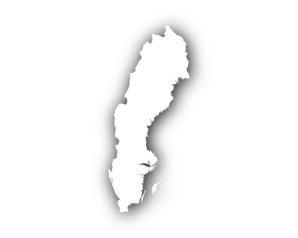 Mapa de Suecia con sombra — Vector de stock