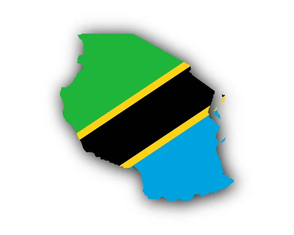 Kaart en de vlag van tanzania — Stockvector