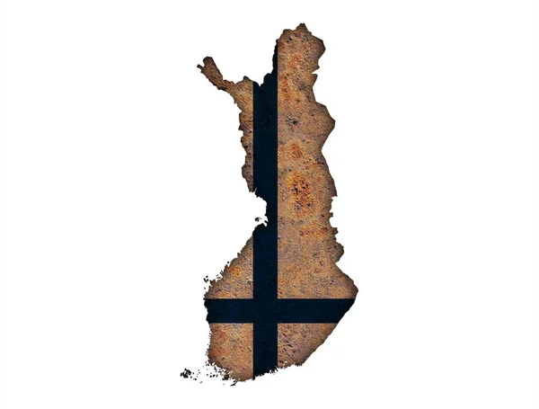 Mapa i bandera Finlandii — Zdjęcie stockowe