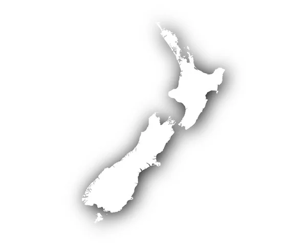 シャドウとニュージーランドの地図 — ストックベクタ