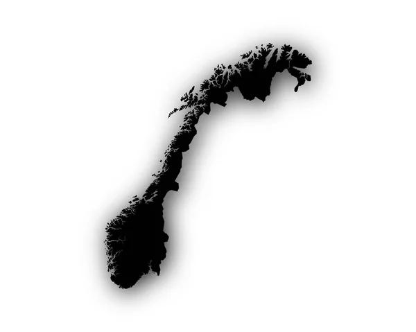 Map of Norway with shadow — Stock Vector