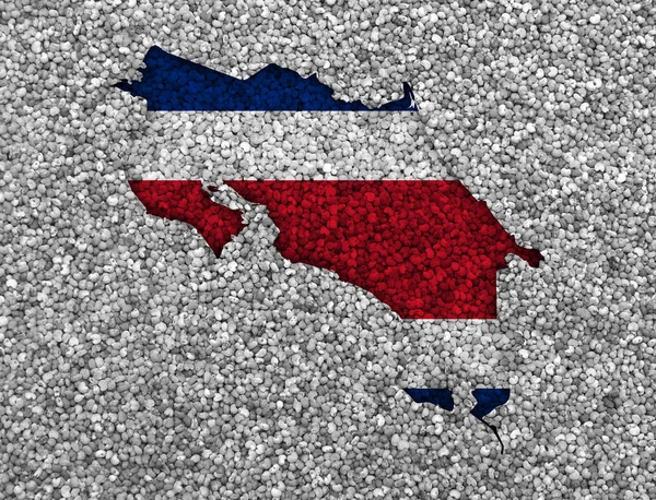 Mapa e bandeira da Costa Rica em sementes de papoila — Fotografia de Stock