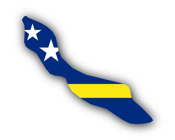 Kaart en de vlag van Curacao — Stockvector