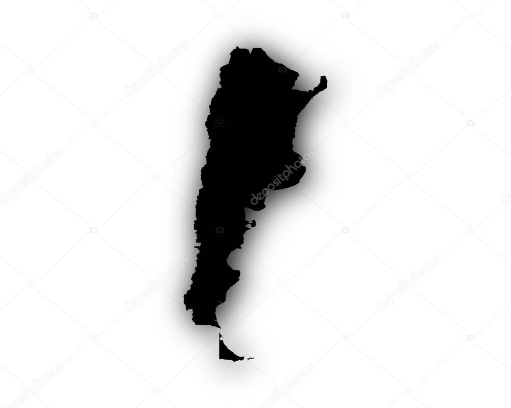 Map of Argentina with shadow