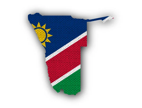 地图和国旗的纳米比亚旧亚麻布 — 图库照片