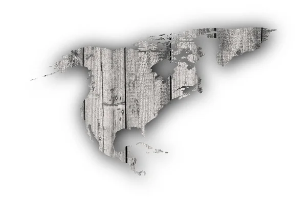 Map of North America on weathered wood — Stock Photo, Image