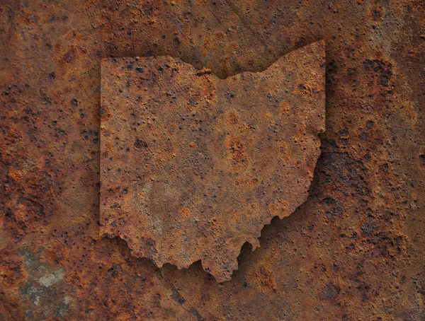Mapa de Ohio em metal enferrujado — Fotografia de Stock