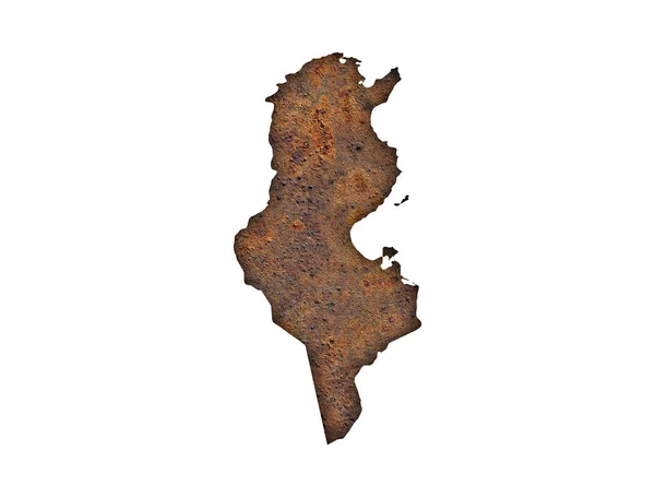 Mapa de Túnez en metal oxidado — Foto de Stock