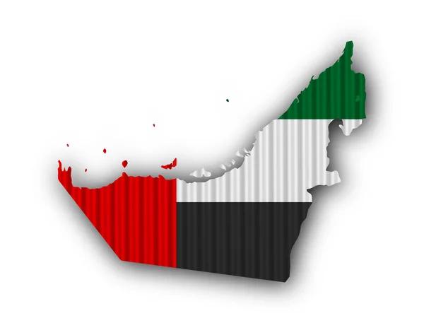 Map and flag of United Arab Emirates on corrugated iron — Stock Photo, Image