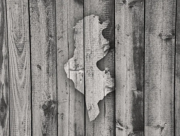 Kaart van Tunesië op verweerd hout — Stockfoto