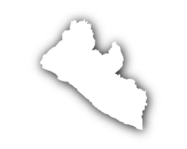 Mappa della Liberia con ombra — Vettoriale Stock