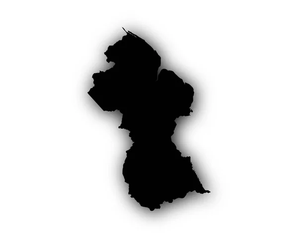 Mapa da Guiana com sombra — Vetor de Stock