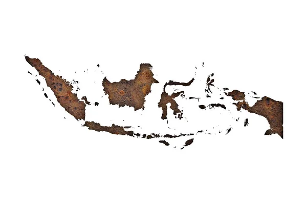 녹슨 금속에 인도네시아의 지도 — 스톡 사진