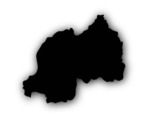 Mappa del Ruanda con ombra — Vettoriale Stock
