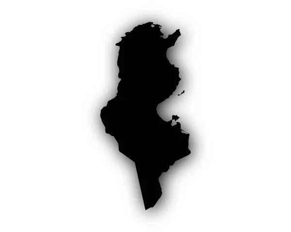 Carte de Tunisie avec ombre — Image vectorielle