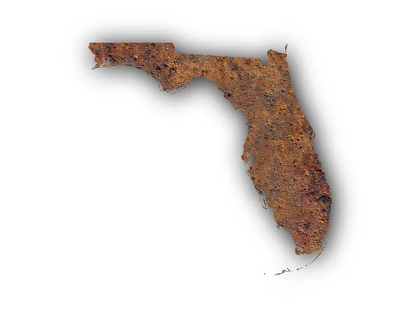 Mapa da Flórida em metal enferrujado — Fotografia de Stock